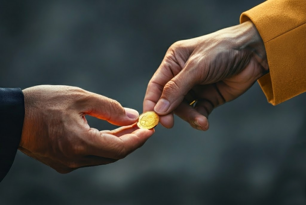 Loyalty rewards - hands with coin